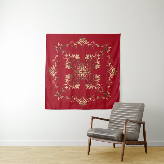 Golden baroque on grunge background. tapestry (In Situ (Horizontal))