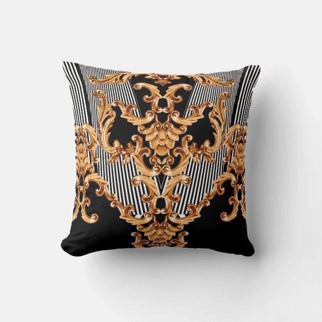 Golden baroque ornament cushion (Front)