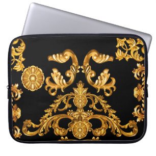Golden Baroque, Ornamental Elements. Laptop Sleeve