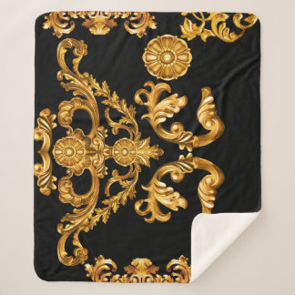 Golden Baroque, Ornamental Elements. Sherpa Blanket