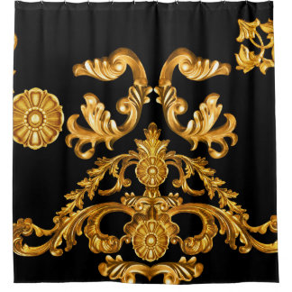 Golden Baroque, Ornamental Elements. Shower Curtain