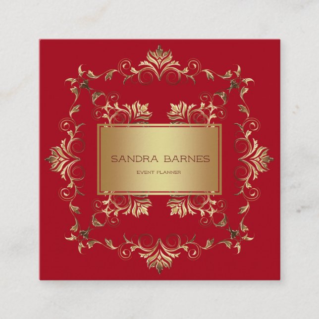 Golden Baroque. Text. Square Business Card (Front)