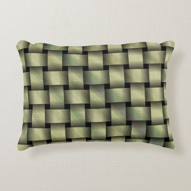 Golden Basket Weave Decorative Cushion (Front)