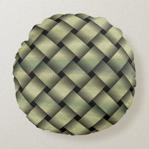 Golden Basket Weave Round Cushion