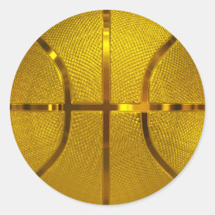 Golden Basketball    Classic Round Sticker
