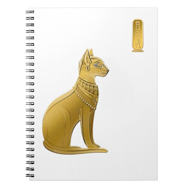 Golden Bastet - Egyptian Cat Goddess of Protection Notebook (Front)
