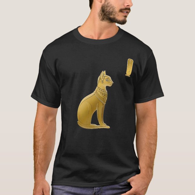 Golden Bastet - Egyptian Cat Goddess T-Shirt (Front)
