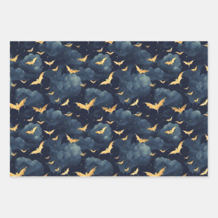 Golden bats wrapping paper sheet
