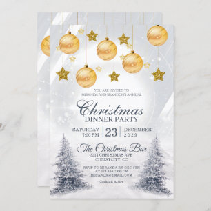Golden Baubles Christmas Corporate Holiday Party Invitation
