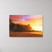 Golden beach sunset, Hawaii