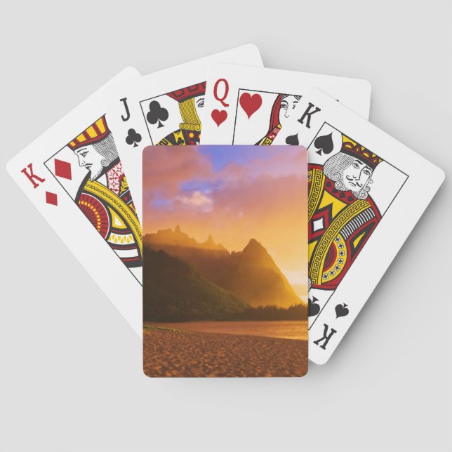 Golden beach sunset, Hawaii Playing Cards (Back)