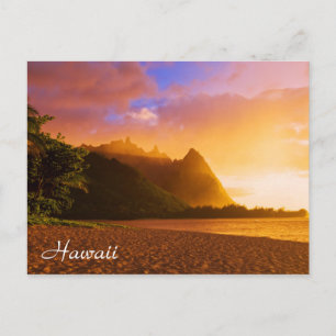 Golden beach sunset, Hawaii Postcard