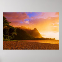 Golden beach sunset, Hawaii