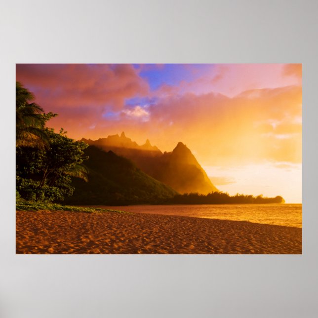 Golden beach sunset, Hawaii Poster (Front)