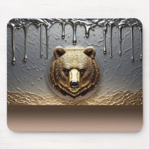 Golden Bear Relief With Metal Drip Effect 🐻 Mouse Pad