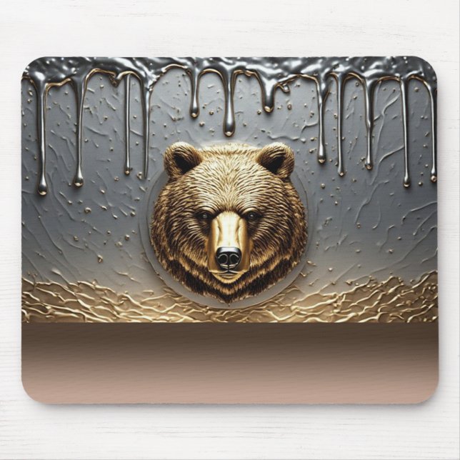Golden Bear Relief With Metal Drip Effect 🐻 Mouse Pad (Front)