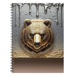 Golden Bear Relief With Metal Drip Effect 🐻 Notebook