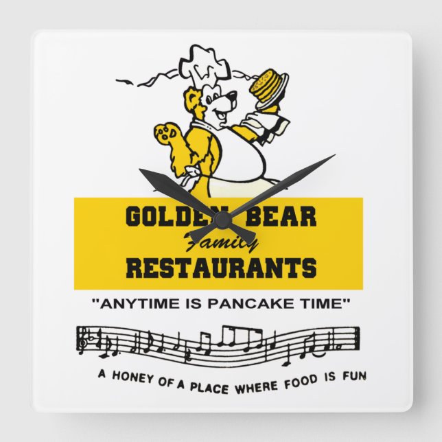 Golden Bear Restaurants of Illinois Square Wall Clock (Front)