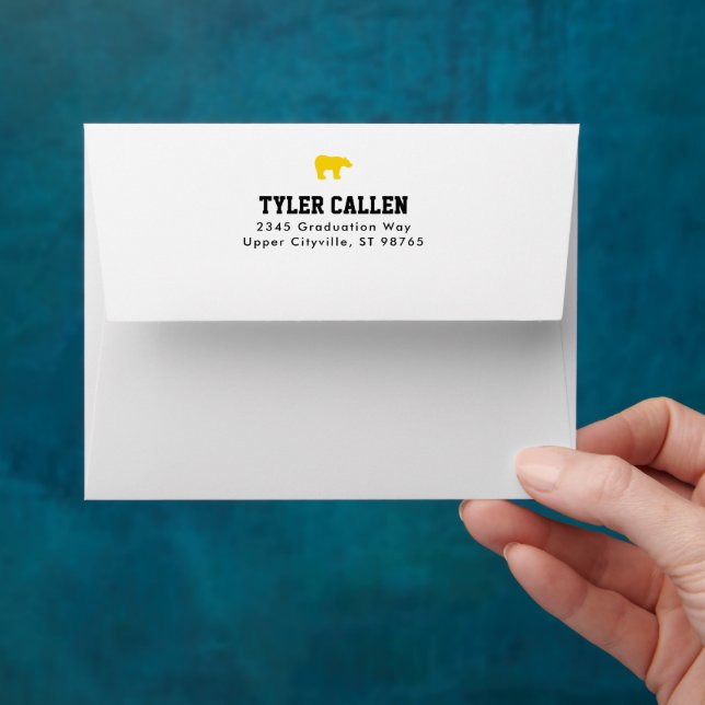 Golden Bear Varsity Graduation Address Small Envelope (Hand)