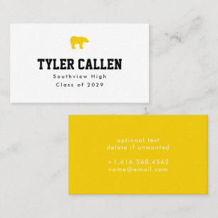 Golden Bear Varsity Graduation Name Business Card