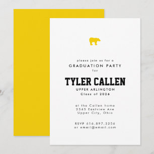 Golden Bear Varsity Text-only Grad Party Invitation