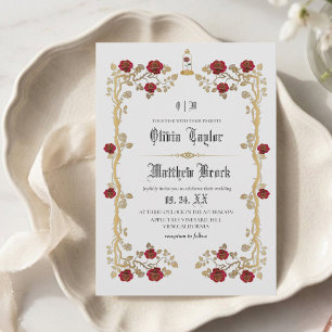 Golden Beast & the Beauty Fairytale Wedding  Invitation