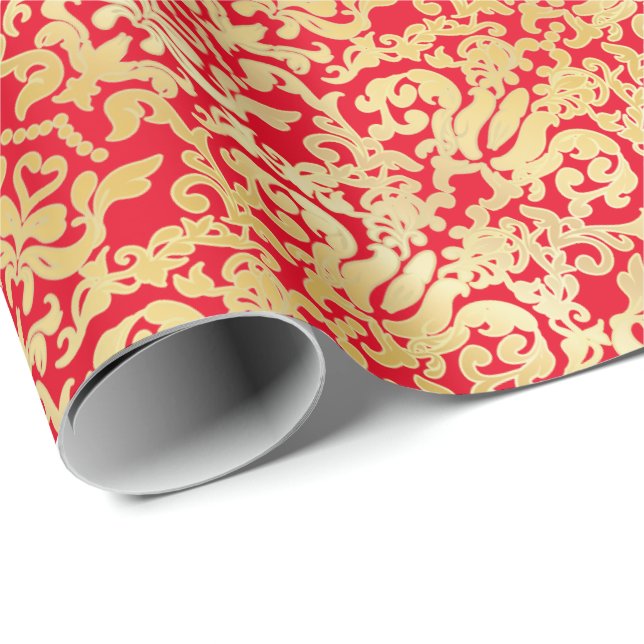 Golden beautiful baroque stylish elegant pattern wrapping paper (Roll Corner)