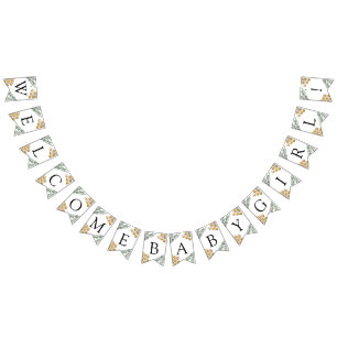 Golden Bee and Eucalyptus Custom Text Bunting