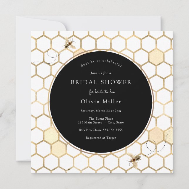 Golden Bee Bridal Shower Invitation (Front)