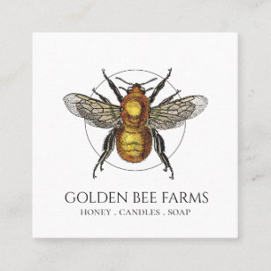 Golden Bee Farms Honey Apiary Beekeeper Square Business Card