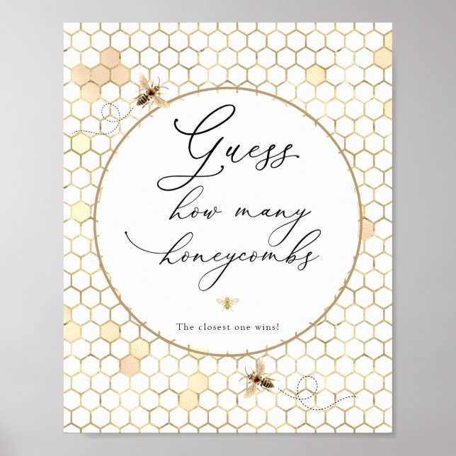 Golden Bee Guess How Many Honeycombs Sign (Front)