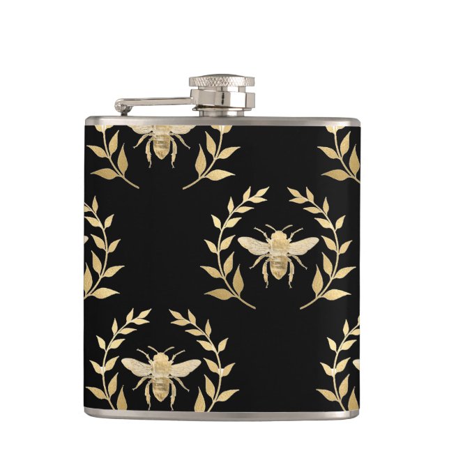 Golden Bee Hip Flask (Front)