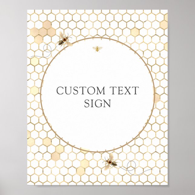 Golden Bee Shower Custom Text Sign  (Front)