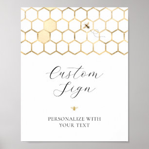 Golden Bee Shower Custom Text Sign