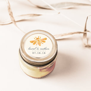 Golden Bee Watercolor Wedding Classic Round Sticker