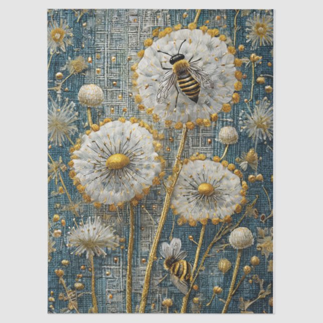 Golden Bee & Wildflower, Dandelion Garden Tissue Paper (Front)