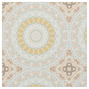 Golden Beige and Blue Mandala Pattern Design Fabric