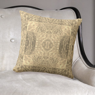 Golden Beige and Taupe Abstract Cushion