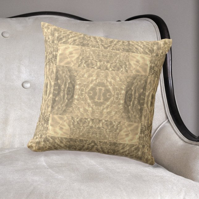 Golden Beige and Taupe Abstract Cushion (Creator Uploaded)