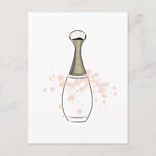 Golden beige  perfume bottle postcard (Front)