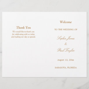 Golden Beige Script Bi-Fold Wedding Program
