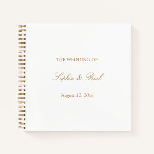 Golden Beige Script Wedding Guest Book