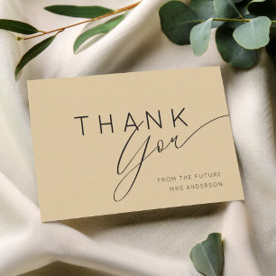 Golden Beige Thank You Bridal Shower  Card