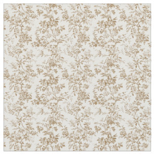 Golden Beige Toile with Roses and Foliage Fabric