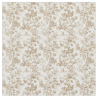 Golden Beige Toile with Roses and Foliage Fabric