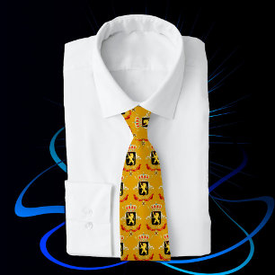 Golden Belgium Emblem fashion Tie, Belgian Flag Tie