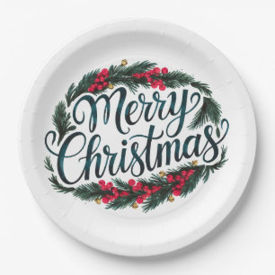 Golden Bells & Berry Blessings Paper Plate