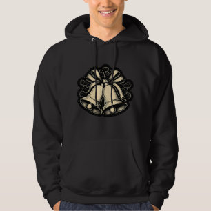 "Golden Bells & Bows: Elegant Black Christmas Desi Hoodie