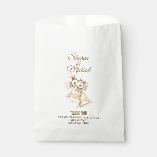 Golden Bells Favour Bag Names and Date (Front)