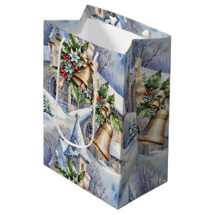 Golden Bells of Christmas Day Medium Gift Bag